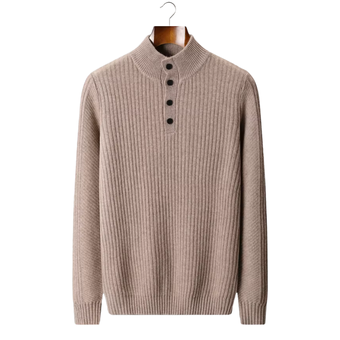 NOBA WOOL RIPPED HENLEY SWEATER