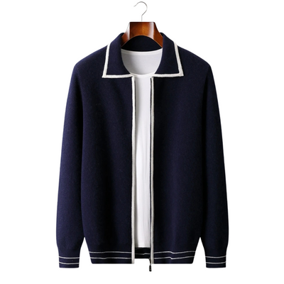 NOBA Two-Tone Wool Polo Cardigan