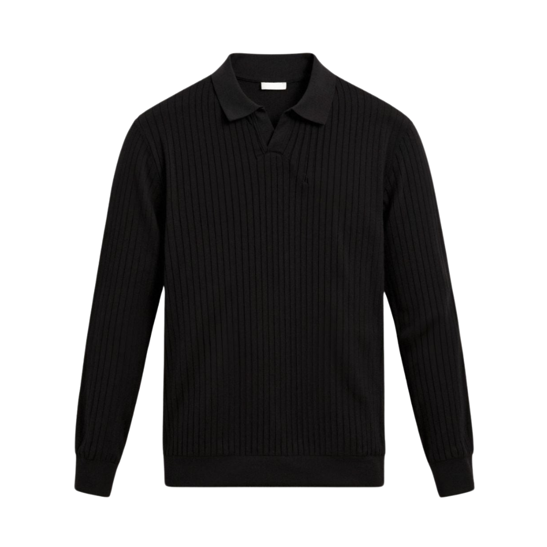 Kraus Gestreiftes Langarm-Polo-Shirt