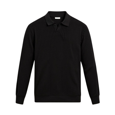 Kraus Gestreiftes Langarm-Polo-Shirt