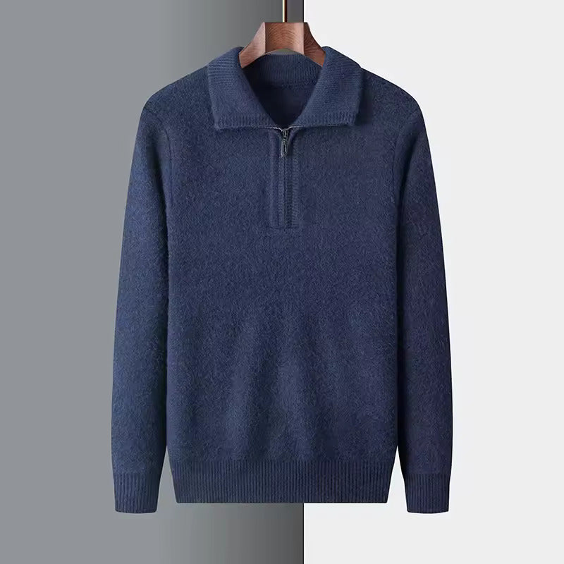 100% CASHMERE QUARTZIP-PULLOVER