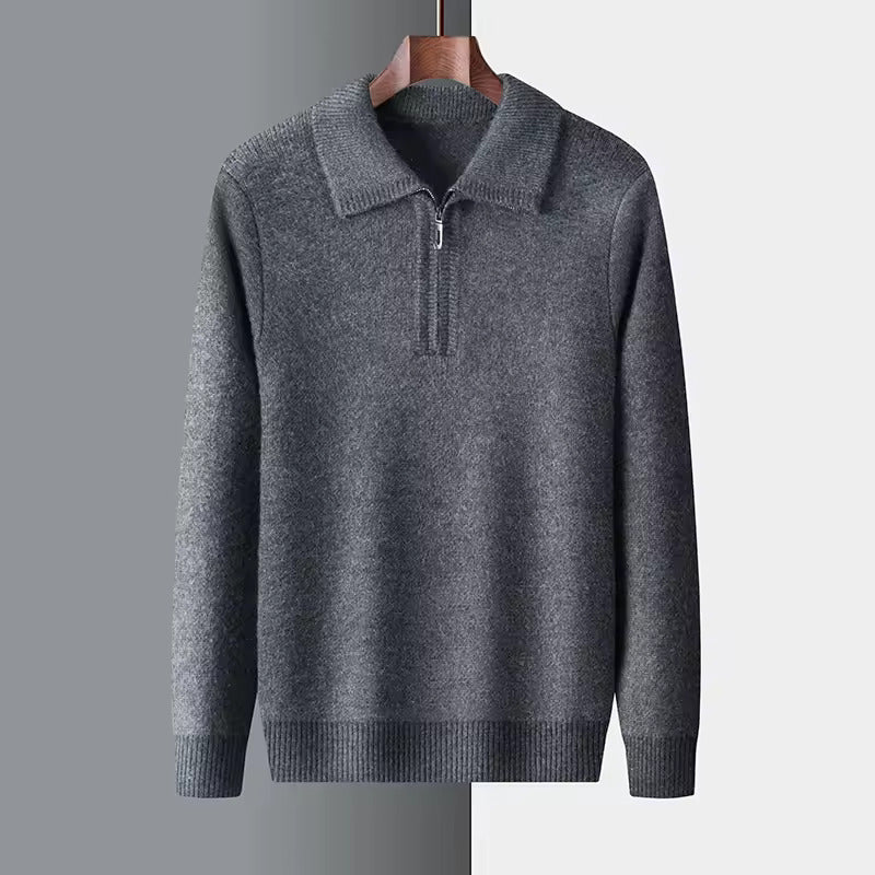 100% CASHMERE QUARTZIP-PULLOVER