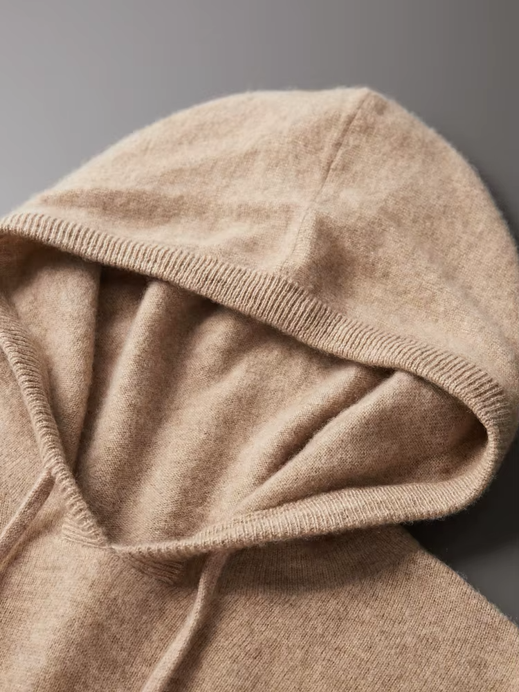 100% CASHMERE KAPUZENPULLOVER