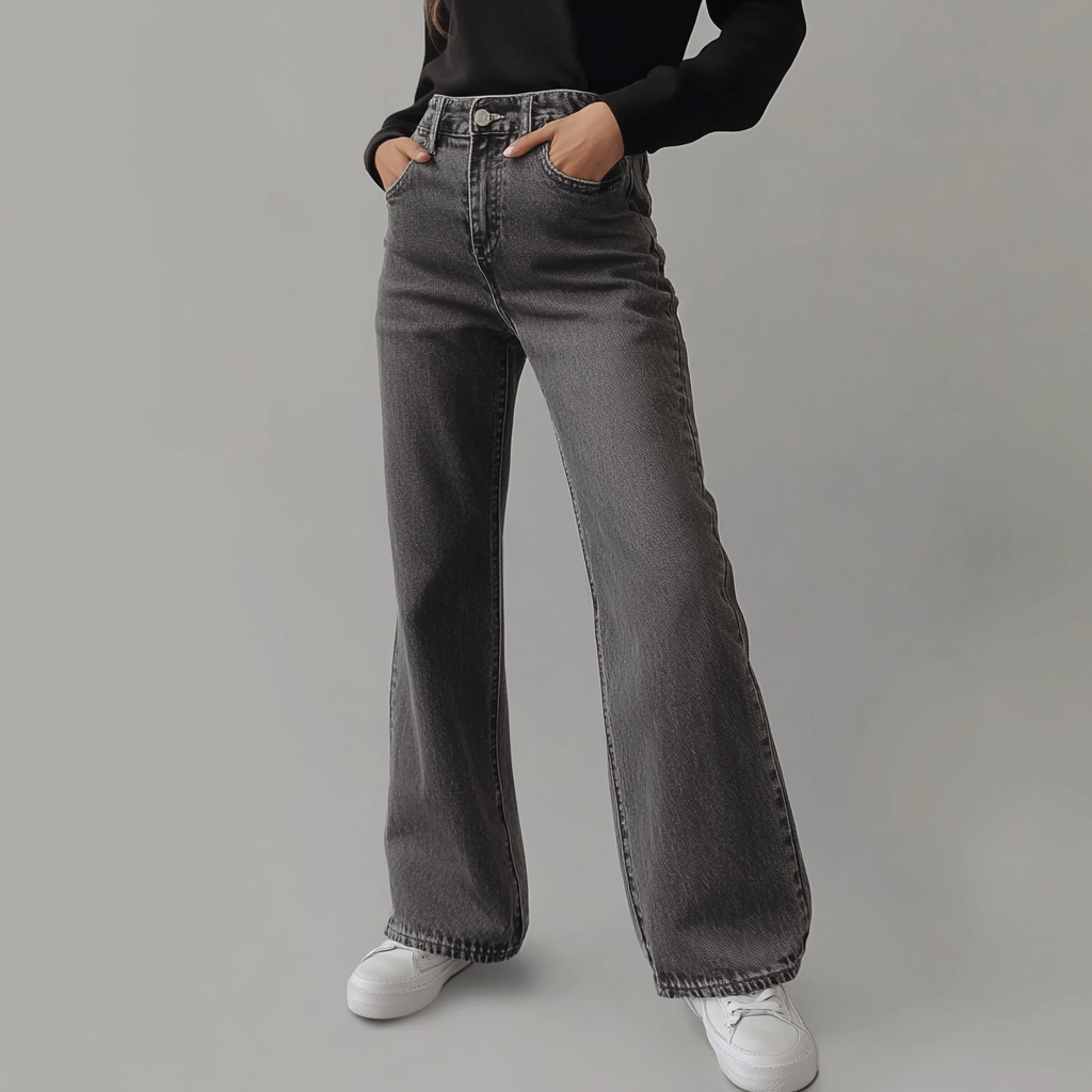 LK® | Graue Damenhose Weite Beine