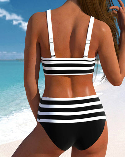 LK® | Gestreifter Bikini mit hoher Taille
