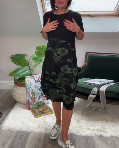 Patchworkkleid mit Rundhalsausschnitt und Blumenmuster