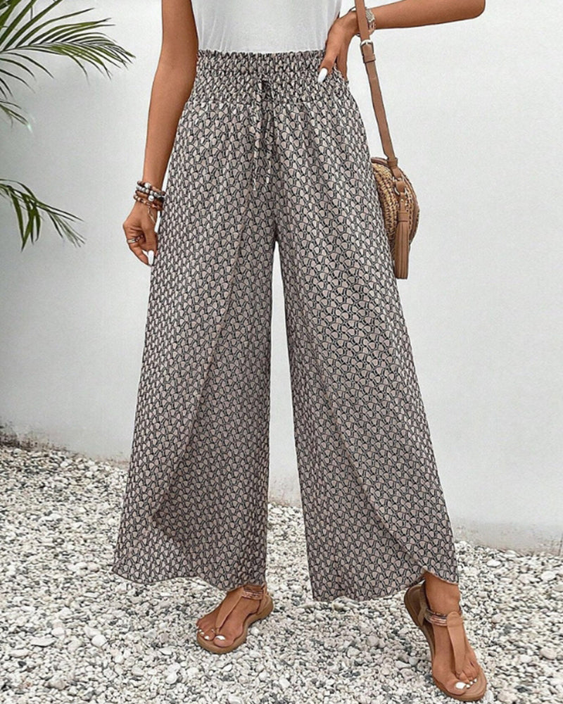 Geometrische Hose mit elastischen Beinen und Kordelzug