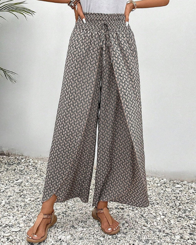 Geometrische Hose mit elastischen Beinen und Kordelzug
