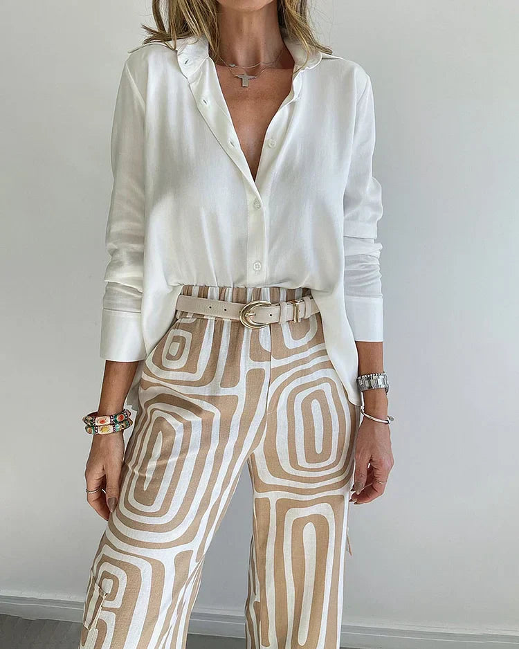 Kammay Stilvolle Hosenanzug Set – Inklusive Bluse und Gürtel