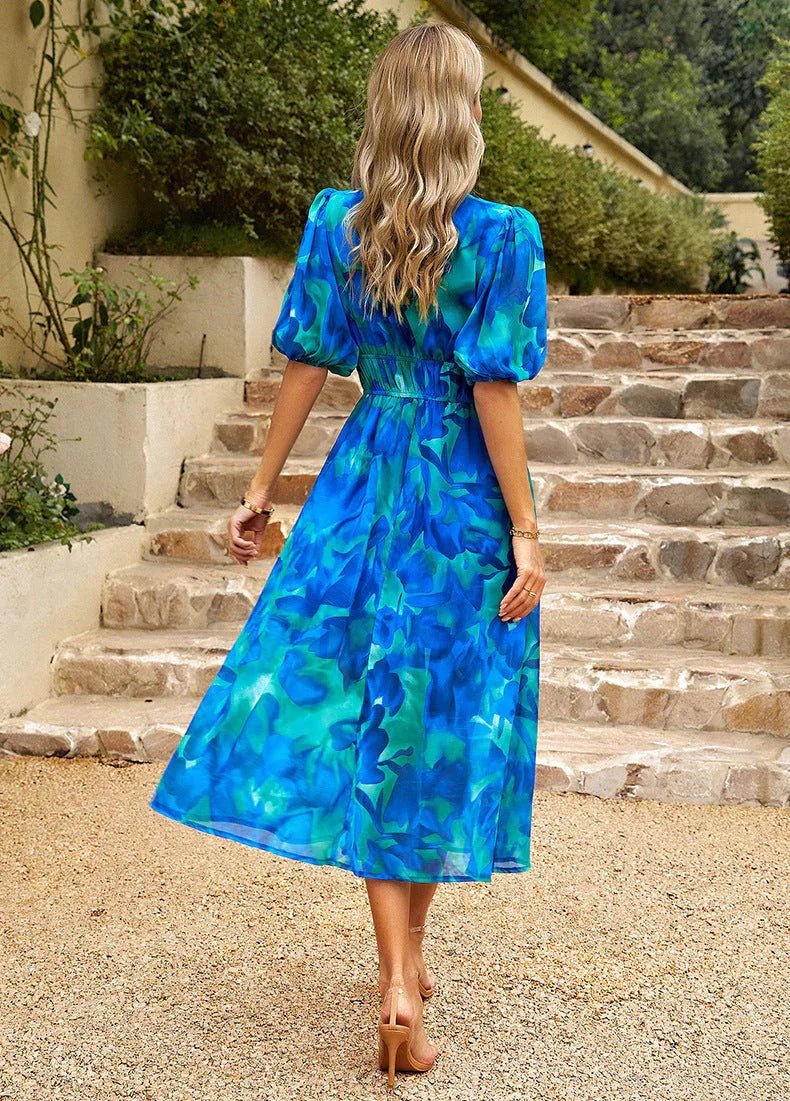 LK® | Bunte V-Ausschnitt Kleid